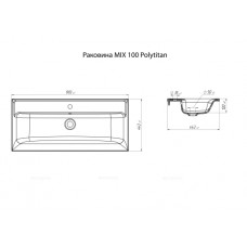 Раковина 100 см 1Marka Mix У79779 белый