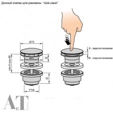 Донный клапан AeT clic-clack серый матовый A038116