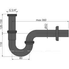 Сифон AlcaPlast A4320BLACK для раковины, черный матовый