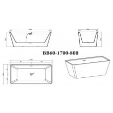 Акриловая ванна BelBagno BB60-1700-800, прямоугольная