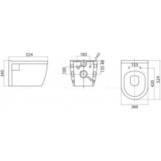Чаша унитаза подвесного BelBagno LOTO BB070CHR
