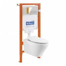 Комплект BelBagno Acqua унитаз подвесной + система инсталляции + кнопка смыва + сиденье BB340CHR/BB2020SC/BB002-80/BB005-PR-CHROME