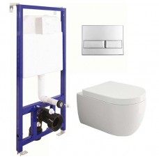 Комплект Bocchi V-Tondo 1416-001-0129 подвесной унитаз + Berges Wasserhaus Novum L3 (Line) 040213 с клавишей