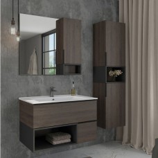 Зеркальный шкаф Comforty Франкфурт-90 дуб шоколадно-коричневый 00004150529
