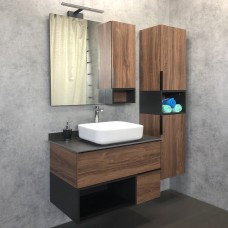 Шкаф-пенал Comforty Штутгарт-40 дуб тёмно-коричневый 00004151544