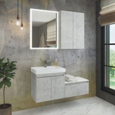 Тумба Comforty Осло-60 бетон светлый 00-00000838 подвесная с белой столешницей