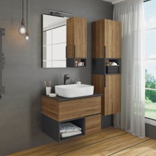 Зеркальный шкаф Comforty Штутгарт-75 дуб тёмно-коричневый 00004151037