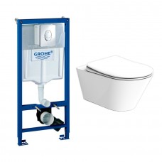 Комплект Creto Logan L3 1003-001-L3W подвесной унитаз + Grohe Rapid SL 38721001 3 в 1 с кнопкой смыва