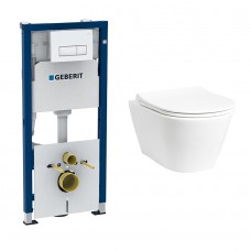 Комплект Creto Logan L3 1003-001-L3W подвесной унитаз + инсталляция с клавишей Geberit Duofix 458.128.11.1