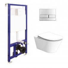 Комплект Creto Logan L3 1003-001-L3W подвесной унитаз + Berges Wasserhaus Novum L3 (Line) 040213 с клавишей
