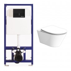 Комплект Creto Logan L3 1003-001-L3W подвесной унитаз + Berges Wasserhaus Novum L5 (Line) 040215 с клавишей
