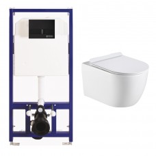 Комплект Creto Logan L1 1001-001-L1W подвесной унитаз + Berges Wasserhaus Novum L5 (Line) 040215 с клавишей