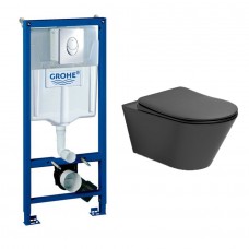 Комплект Creto Logan L3 1003-002-L3BlMat подвесной унитаз + Grohe Rapid SL 38721001 3 в 1 с кнопкой смыва