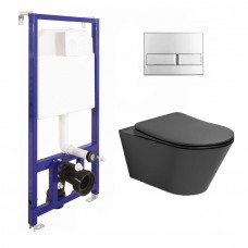 Комплект Creto Logan L3 1003-002-L3BlMat подвесной унитаз + Berges Wasserhaus Novum L3 (Line) 040213 с клавишей