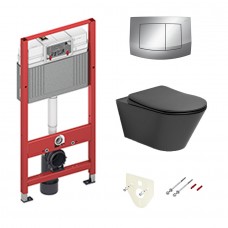 Комплект Creto Logan L3 1003-002-L3BlMat подвесной унитаз + инсталляция TECEbase 2.0 9400405