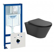Комплект Creto Logan L3 1003-002-L3BlMat подвесной унитаз + инсталляция Rapid SL 38772001