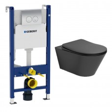 Комплект Creto Logan L3 1003-002-L3BlMat подвесной унитаз + инсталляция Geberit 458.124.21.1