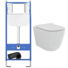 Комплект Creto Logan L1 1001-001-L1W подвесной унитаз + инсталляция Creto Standart 1.0