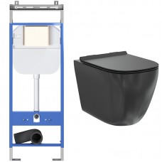 Комплект Creto Logan L1 1001-002-L1BLMAT подвесной унитаз + инсталляция Creto Standart 1.1