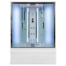 Душевая кабина Deto ЕМ 160х85 см EM4516LED+GM профиль хром глянцевый, стекло с узором