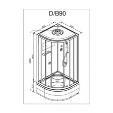 Душевая кабина Deto B 90х90 см B90SELBLACK профиль хром глянцевый, стекло тонированное