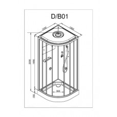 Душевая кабина Deto B 100х100 см B01SLEDBLACK профиль хром глянцевый, стекло тонированное