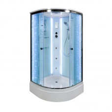 Душевая кабина Deto ЕМ 90х90 см EM2790LED+GM профиль хром глянцевый, стекло с узором