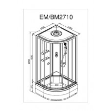 Душевая кабина Deto ЕМ 100х100 см EM2710LED+GM профиль хром глянцевый, стекло с узором
