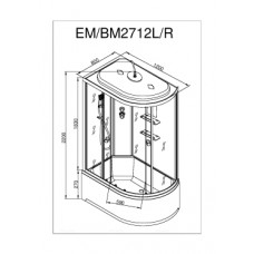 Душевая кабина Deto ЕМ 120х80 см EM2712RGM профиль хром глянцевый, стекло с узором