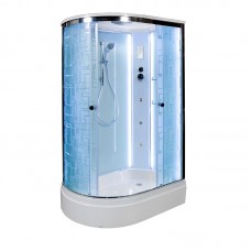 Душевая кабина Deto ЕМ 120х80 см EM2712RLED+GM профиль хром глянцевый, стекло с узором
