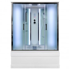 Душевая кабина Deto ЕМ 160х85 см EM4516LED профиль хром глянцевый, стекло с узором