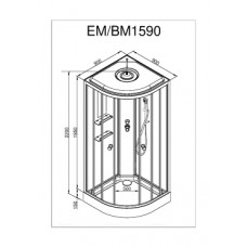Душевая кабина Deto BМ 90х90 см BM1590BLACK профиль хром глянцевый, стекло тонированное