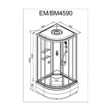 Душевая кабина Deto BМ 90х90 см BM4590GM+ELBLACK профиль хром глянцевый, стекло тонированное