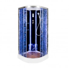 Душевая кабина Deto BМ 100х100 см BM1510LEDBLACK профиль хром глянцевый, стекло тонированное
