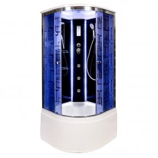 Душевая кабина Deto BМ 100х100 см BM4510LED+GMBLACK профиль хром глянцевый, стекло тонированное