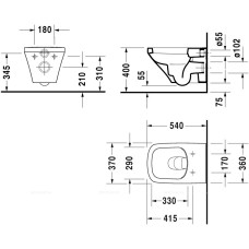 Чаша подвесного унитаза Duravit DuraStyle 2551090000