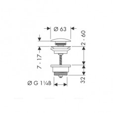 Донный клапан Hansgrohe 50100000 для раковины Push-Open, хром