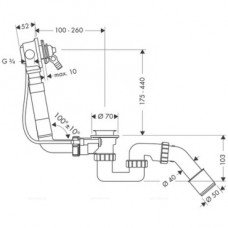 Слив-перелив Hansgrohe Exafill 58125180 для стандартных ванн
