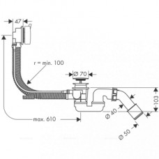 Слив-перелив Hansgrohe Flexaplus 58150000 для стандартных ванн