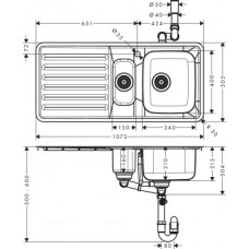Кухонная мойка Hansgrohe S4111-F540 43342800, под сталь