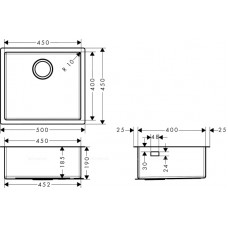 Кухонная мойка Hansgrohe S719-U450 43426800, под сталь