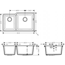 Кухонная мойка Hansgrohe S510-U760 43436380, cерый бетон