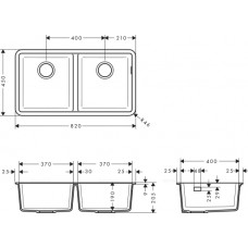 Кухонная мойка Hansgrohe S510-U770 43434290, серый камень