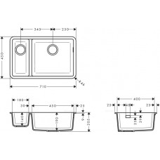 Кухонная мойка Hansgrohe S510-U635 43433170, черный графит