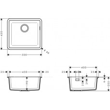Кухонная мойка Hansgrohe S510-U450 43431290, серый камень