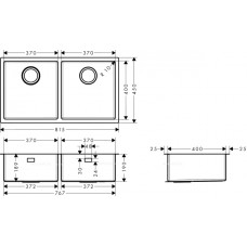 Кухонная мойка Hansgrohe S719-U765 43430800, под сталь