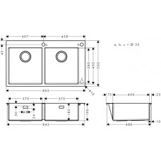 Кухонная мойка Hansgrohe S712-F765 43311800, под сталь