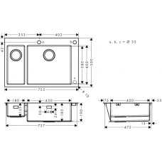 Кухонная мойка Hansgrohe S712-F655 43310800, под сталь
