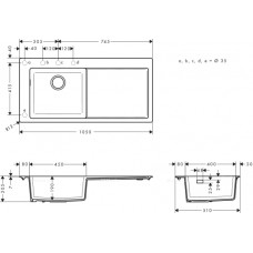Кухонная мойка Hansgrohe S5110-F450 43330170, черный графит