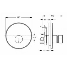 Встраиваемый нажимной кран для писсуара Ideal Standard CERAPLUS B8300AA